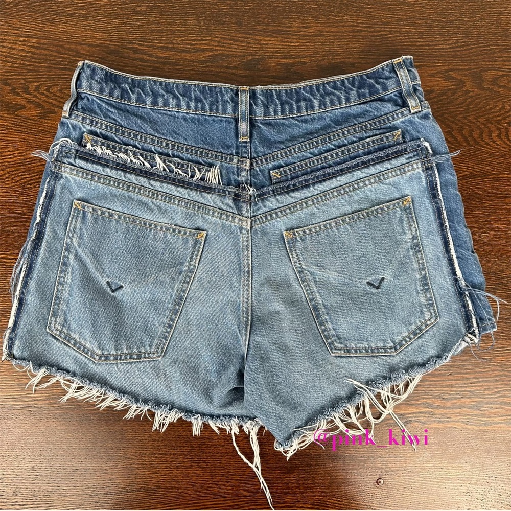 Hudson Blue Deconstructed High Rise Cutoff Jean Shorts - Picture 7 of 14
